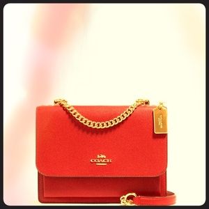 Red leather hand bag